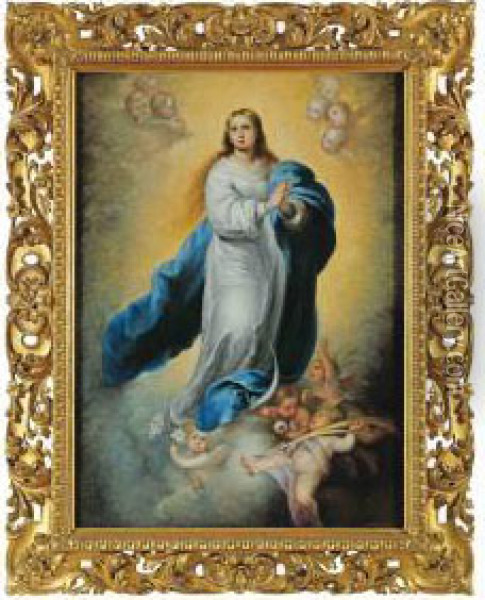 The Assumption Of The Virgin Oil Painting - Giuseppe Mazzolini