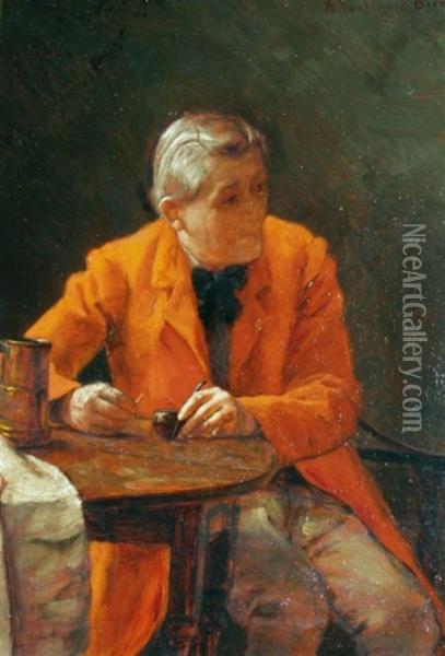 Portrait Of A Man In A Red Coat Seated At A Table Oil Painting - William Verplanck Birney