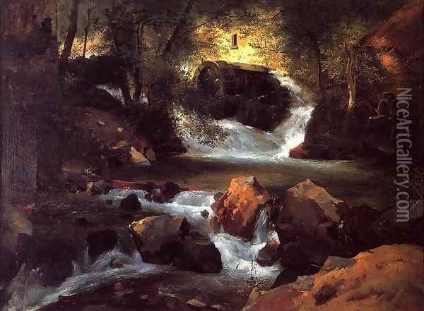 The Water Mill 1829 Oil Painting - Theodore Rousseau