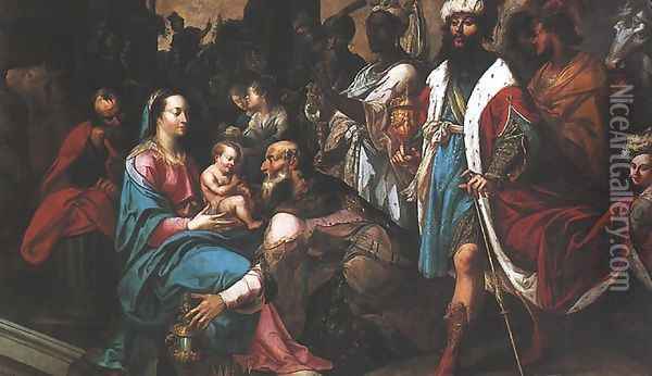 Adoration of the Magi Oil Painting - Georges Lallemand (see Lallemant)