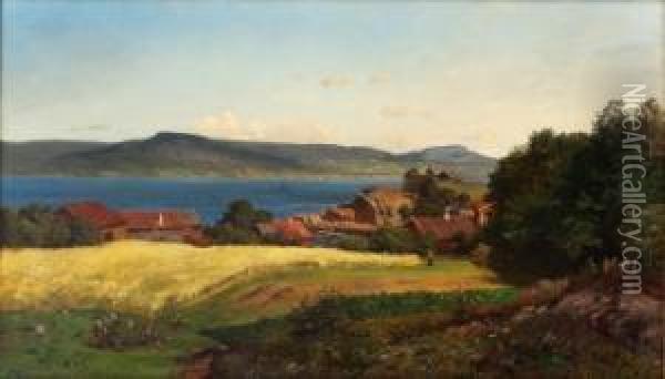 Fra Mjosa 1881 Oil Painting - Christian Delphin Wexelsen