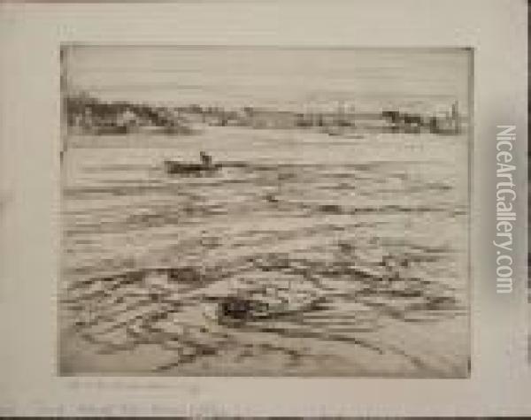 Racing Tide Oil Painting - Charles Herbert Woodbury