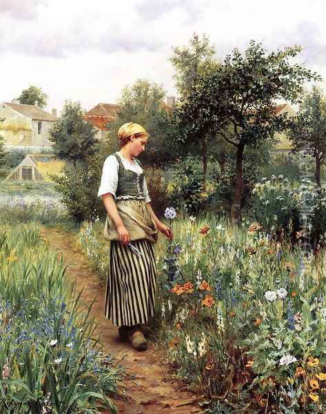 In The Garden Oil Painting - Daniel Ridgway Knight