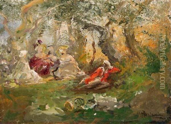 Principe Sull'erba Oil Painting - Pompeo Mariani
