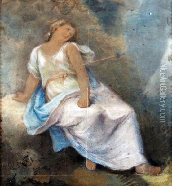Study Of A Classical Lady Reclined Oil Painting - William Hamilton
