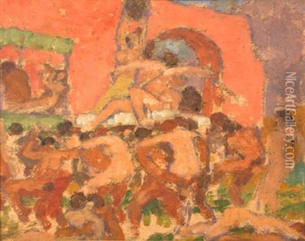Silenus Birthday Party Oil Painting - Rupert Bunny