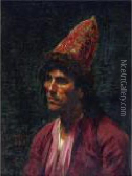 Portrait Of A Man Oil Painting - Frederick Arthur Bridgman