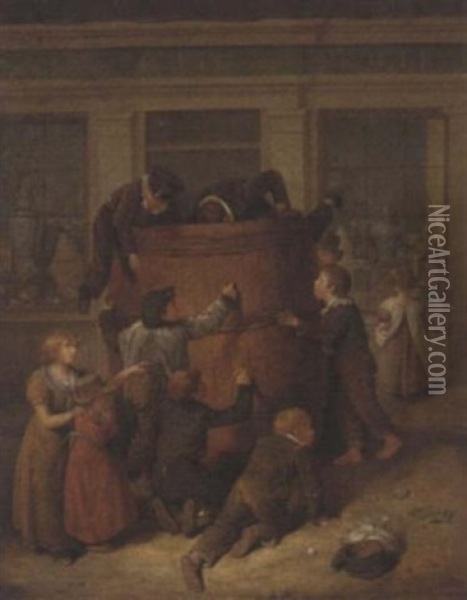 The Sugar Barrel Oil Painting - Charles West Cope