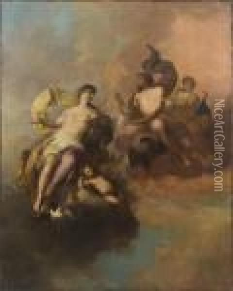 Jupiter Entre Junon Et Venus Oil Painting - Gerard Hoet