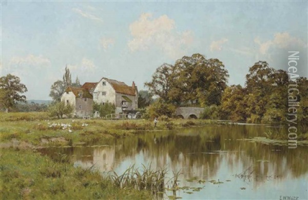 The Old Watermill Oil Painting - Edward Wilkins Waite