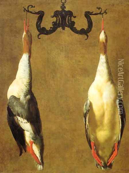 Two Hanged Teals Oil Painting - Cesare Dandini