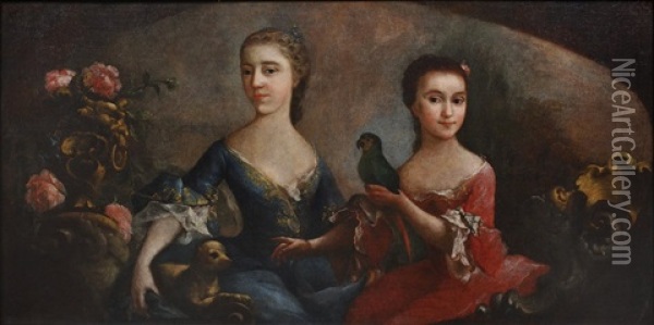 A Portrait Of Two Noble Maidens Oil Painting - Johann Peter Molitor