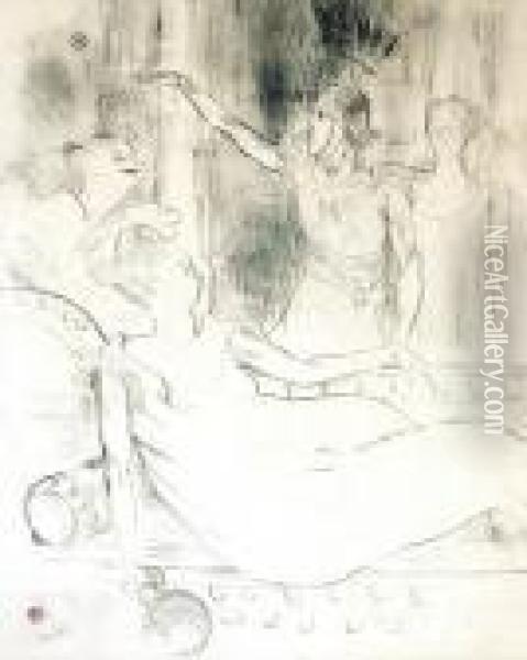 Madame Simon-girard Brasseur Et Guy, Dans La Belle Helene Oil Painting - Henri De Toulouse-Lautrec