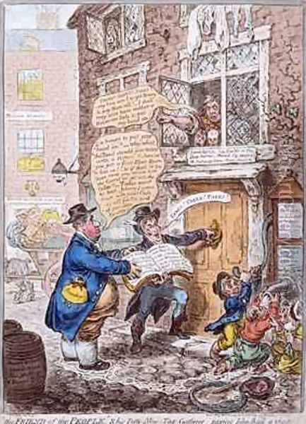 The Friend of the People and his Petty New Tax Gatherer Oil Painting - James Gillray
