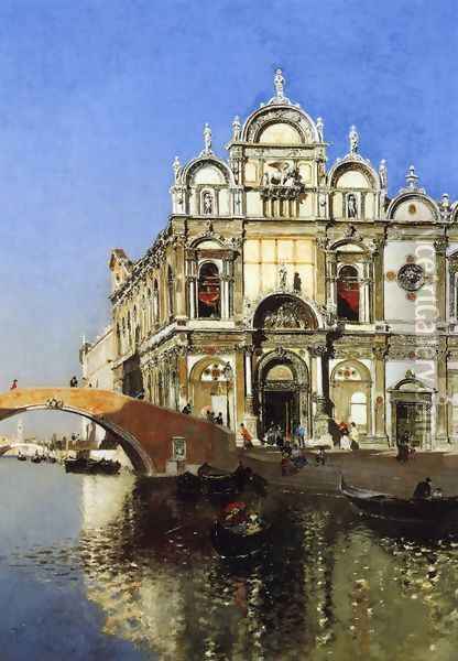 Scoula Grandi di San Marco and Campo San Giovanni e Paolo, Venice Oil Painting - Martin Rico y Ortega