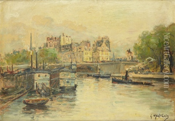Vue Du Pont Neuf A Paris Oil Painting - Gustave Madelain