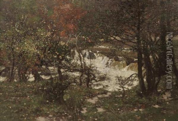 A River Landscape Oil Painting - George Houston