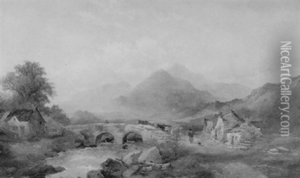 View Of Snowden, North Wales Oil Painting - Joseph Horlor