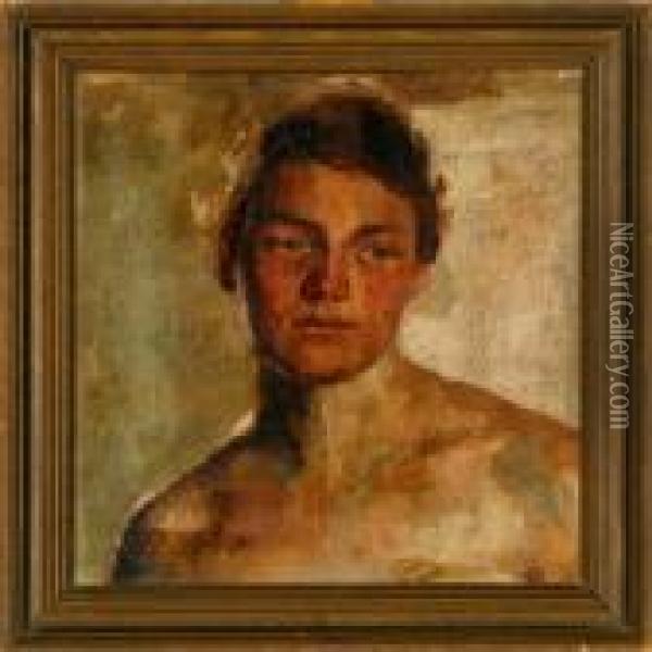 Study Of A Young Man Oil Painting - Julius Paulsen