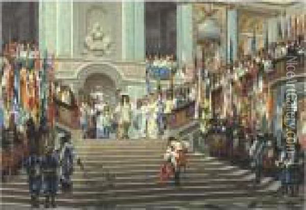 The Reception Of The Grand Conde At Versailles Oil Painting - Jean-Leon Gerome