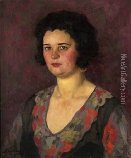 Portrait De Femme Oil Painting - Arnold Borisovich Lakhovsky