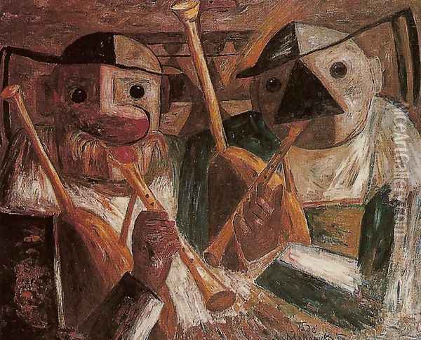 Pipers Oil Painting - Tadeusz Makowski