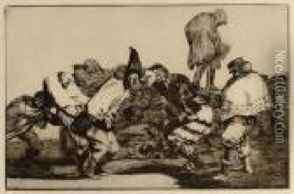 Los Proverbios: 18 Plates (harris 248-65) Oil Painting - Francisco De Goya y Lucientes