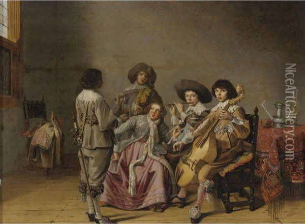 Musical Entertainment Oil Painting - Cirle Of David Bailly