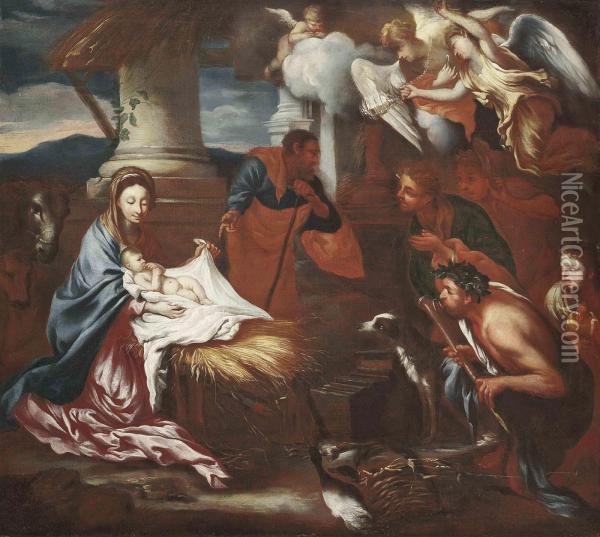 The Adoration Of The Shepherds Oil Painting - Sebastian Bourdon