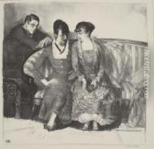 Emma, Elsie And Gene Oil Painting - George Wesley Bellows