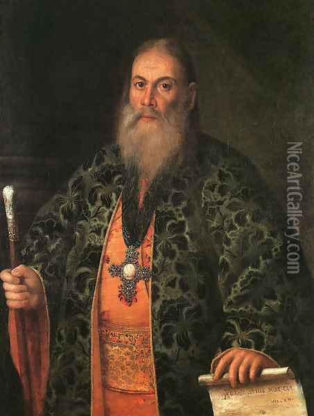 Portrait of Father Fyodor Dubyansky, 1761 Oil Painting - Aleksei Antropov