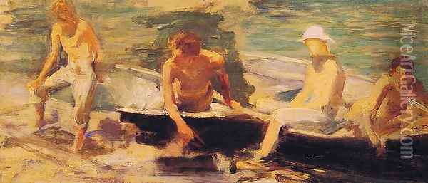 The Rowing Party Oil Painting - Henry Scott Tuke