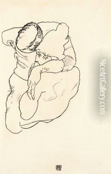 Mann Und Frau Umarmend (Man And Woman Embracing) Oil Painting - Egon Schiele