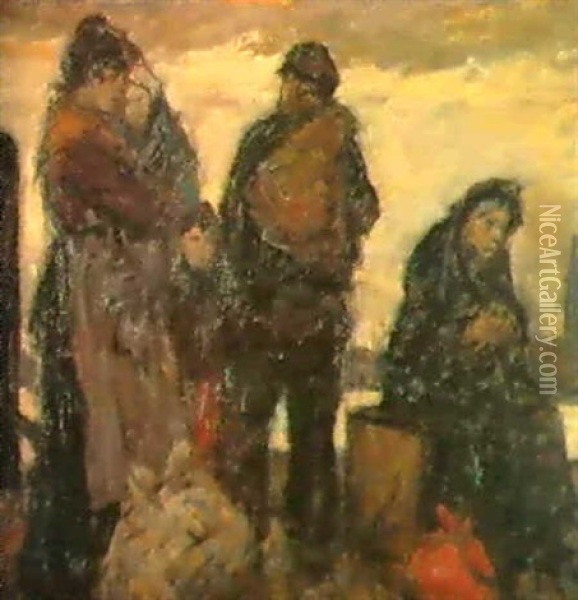 Emigrants Oil Painting - Eugene van Mieghem