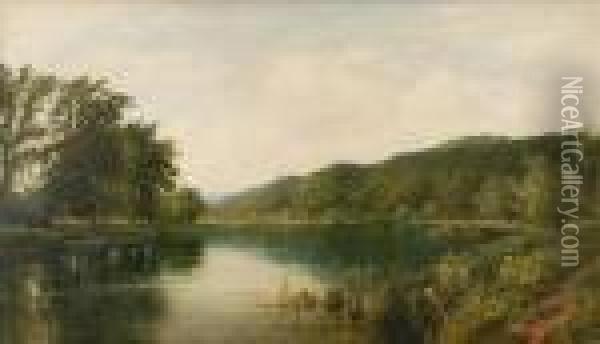 Riverscene Oil Painting - Henry John Kinniard