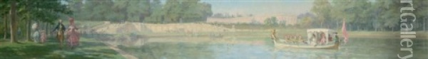 Promenade En Bateau Sur Le Grand Canal Oil Painting - Maurice Leloir