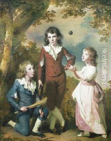 The Children Of Hugh And Sarah Wood Of Swanwick Derbyshire Oil Painting - Josepf Wright Of Derby