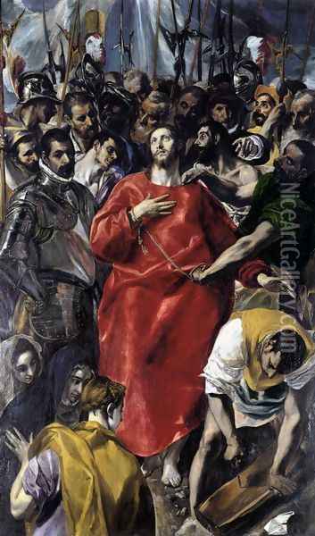 The Disrobing of Christ (El Espolio) 1577-79 Oil Painting - El Greco (Domenikos Theotokopoulos)