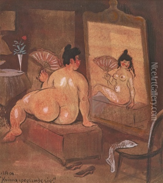 Kvinna Oil Painting - Ivar Arosenius
