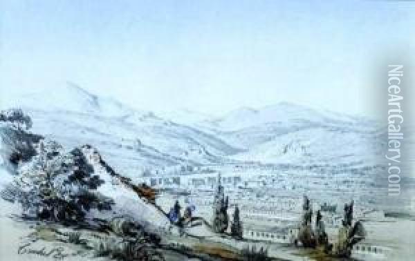 Vue De La Vallee Du Paillon Oil Painting - Ercole, Hercule Trachel