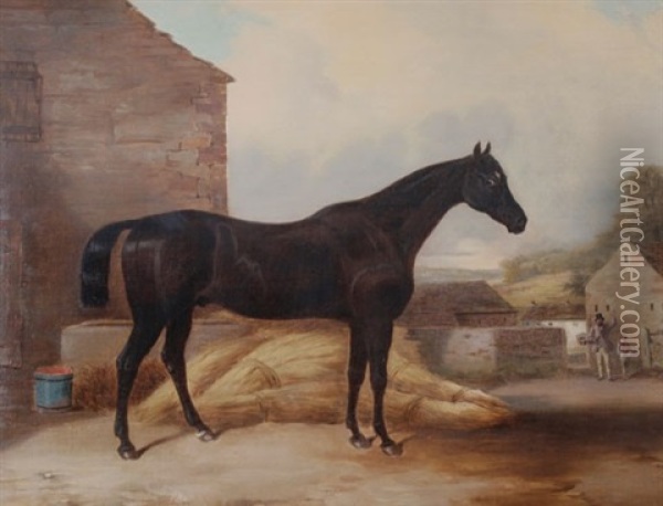 Horse Outside A Stable Oil Painting - William Malbon