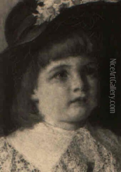 Portrait Of A Young Girl In Lace Collar Oil Painting - Maria Brooks