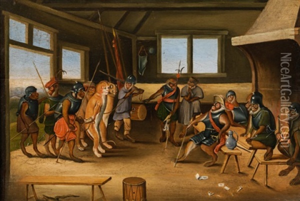 Tribunal Of Monkeys Oil Painting - Jan van Kessel the Elder