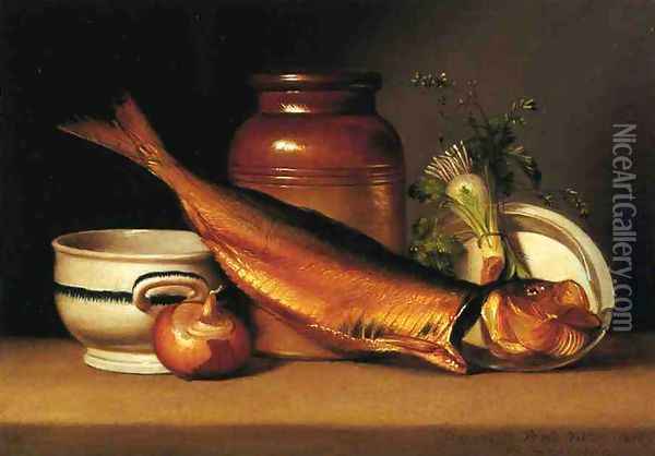 Still Liife with Dried Fish Oil Painting - Raphaelle Peale