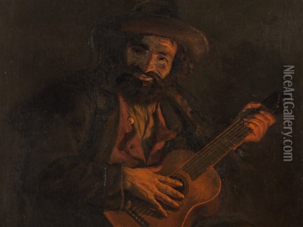 Guitar Player Oil Painting - Nikolai Pavlovich Shakhovskoy