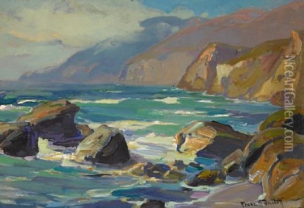 Rocky Coastline Oil Painting - Franz Arthur Bischoff