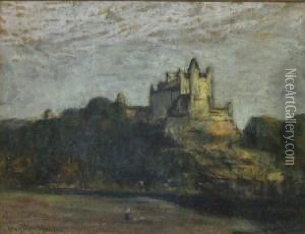 View Of A French Chateau Ona Hilltop Oil Painting - Herbert Hughes Stanton