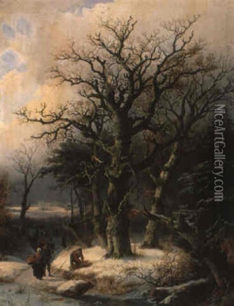 Scene D'hiver En Hollande Oil Painting - Barend Cornelis Koekkoek
