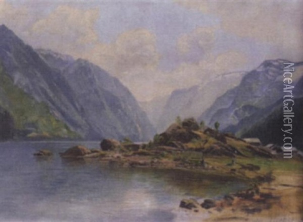 Maage-fjord Oil Painting - Eduard Josef Mueller