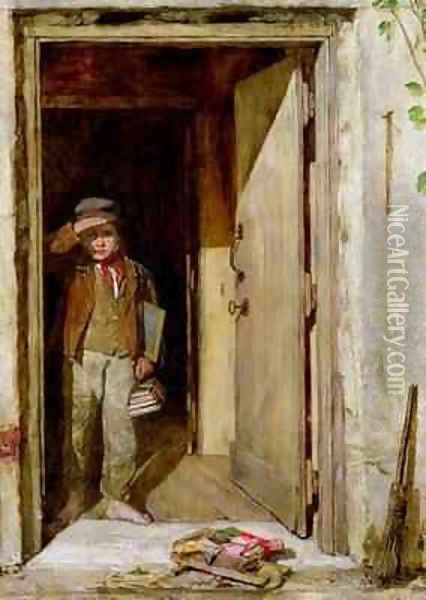 The Reluctant Schoolboy Oil Painting - John Burn